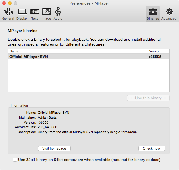 MPlayer OSX Preferences